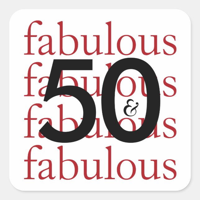 Sticker Carré 50 et une typographie fabuleuse 50e anniversaire J (Devant)