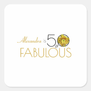 Sticker Carré 50 & Fabuleux Gold & Black Yellow Cactus Flower