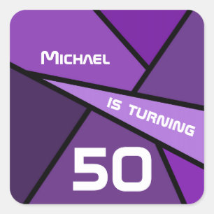 Sticker Carré 50 violet Abstrait géométrique 50e anniversaire