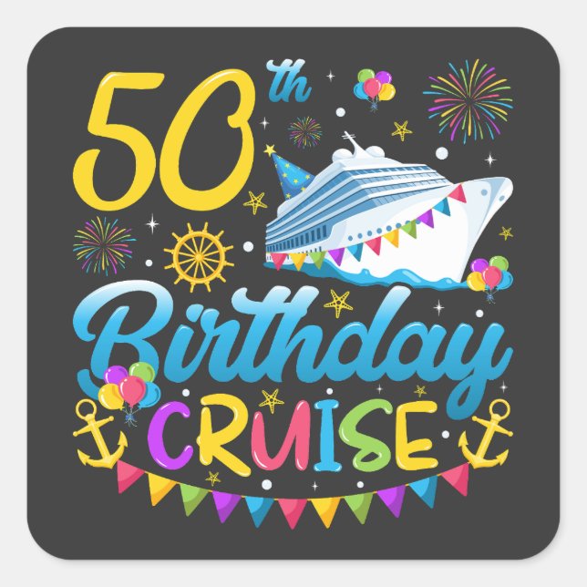 Sticker Carré 50e anniversaire Croisière B-Day Party (Devant)