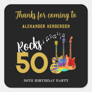 Sticker Carré 50e anniversaire fêtes rochers 50 Merci