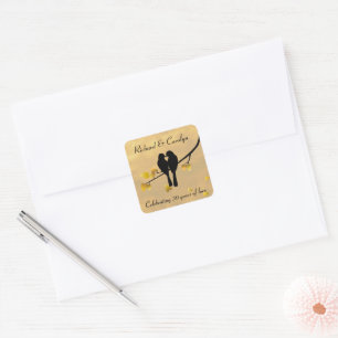 Sticker Carré 50e anniversaire Lovebirds