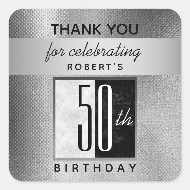 Sticker Carré 50e anniversaire Merci (Devant)