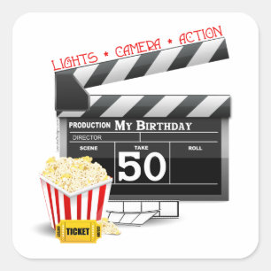 Sticker Carré 50e anniversaire Movie Thème