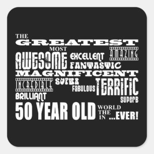Sticker Carré 50e fête d'anniversaire Plus grand Cinquante ans