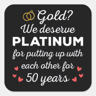 Sticker Carré 50ème anniversaire de Mariage I - Gold Funny Coupl