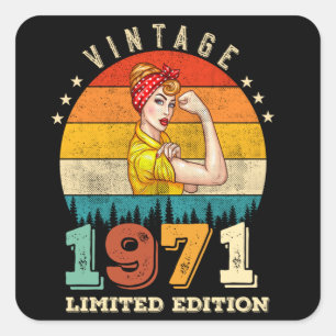 Sticker Carré 51 ans 1971 Vintage 51e anniversaire Cadeaux Femme