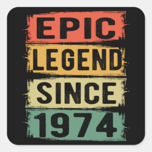 Sticker Carré 51 ans Anniversaire 1974 Epic Légende 51e annivers