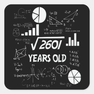 Sticker Carré 51 ans Enseignant en mathématiques Anniversaires 5