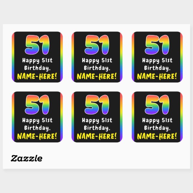 Sticker Carré 51e anniversaire : Rainbow Spectrum # 51, Nom pers (Feuille)