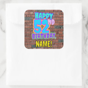 Sticker Carré 52e anniversaire - Amusant, Graffiti urbain inspir