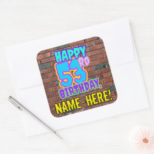 Sticker Carré 53e anniversaire - Amusant, Graffiti urbain inspir