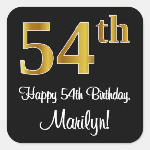 Sticker Carré 54e anniversaire - Elégant Luxueux Faux Gold Look