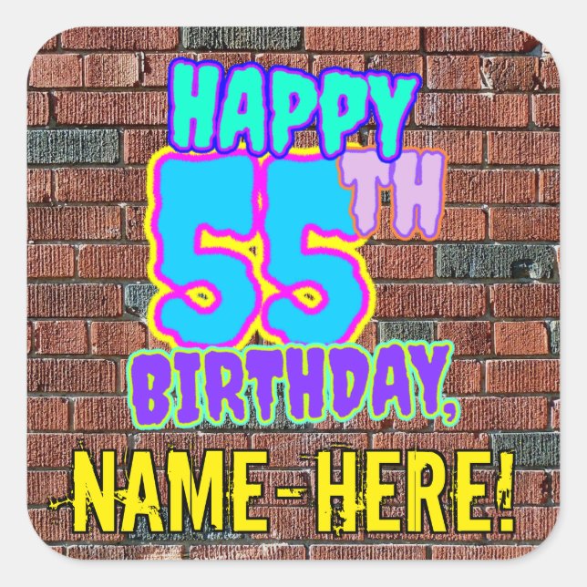 Sticker Carré 55e anniversaire - Amusant, Graffiti urbain inspir (Devant)