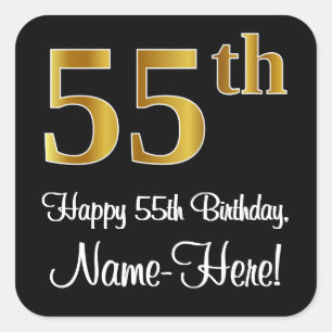 Sticker Carré 55e anniversaire - Elégant luxe Faux Gold Look #