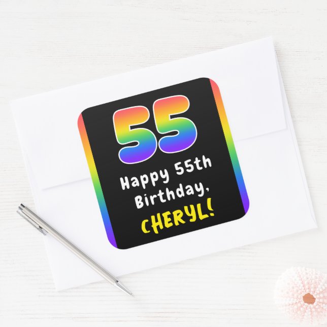 Sticker Carré 55e anniversaire : Rainbow Spectrum # 55, Nom pers (Enveloppe)