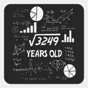 Sticker Carré 57 Ans Enseignant en mathématiques Anniversaires 5