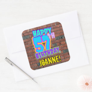 Sticker Carré 57e anniversaire - Amusant, Graffiti urbain inspir