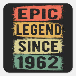 Sticker Carré 59 ans Anniversaire 1962 Epic Legend 60e anniversa