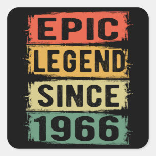 Sticker Carré 59 Ans Anniversaire 1966 Légende épique 59e annive