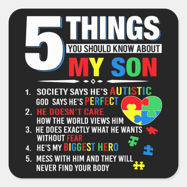 Sticker Carré 5 Things You Should Know About (Devant)