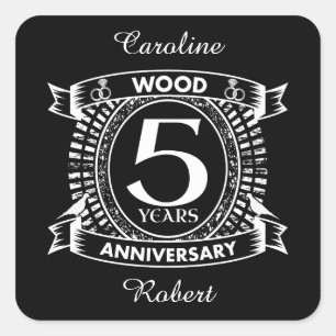 Sticker Carré 5e anniversaire mariage crête en détresse