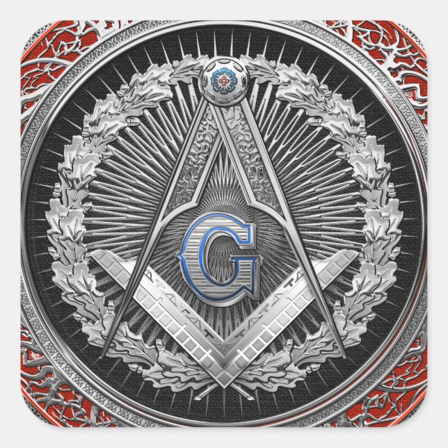 Sticker Carré [600] Master Mason - Silver Square & Compass (Devant)