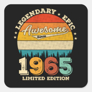 Sticker Carré 60 ans Anniversaire 1965 merveilleux 60e anniversa