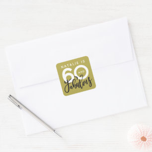 Sticker Carré 60 faire paraître bonne fête d'anniversaire