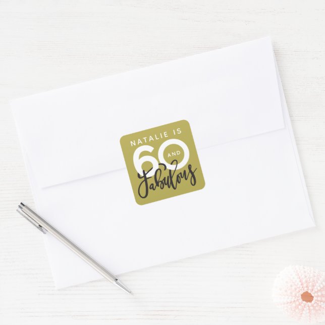 Sticker Carré 60 faire paraître bonne fête d'anniversaire (Enveloppe)