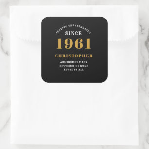 Sticker Carré 60e anniversaire 1961 Black Gold pour lui personna