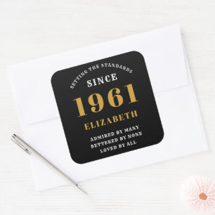Sticker Carré 60e anniversaire 1961 Personnalisation de la femme