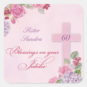 Sticker Carré 60e anniversaire de la religieuse religieuse relig