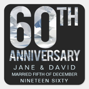 Sticker Carré 60e anniversaire de Mariage diamant sur mesure