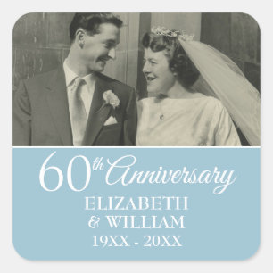 Sticker Carré 60e anniversaire de Mariage Photo Elegant Diamond