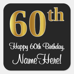 Sticker Carré 60e anniversaire - Elégant luxe Faux Gold Look #