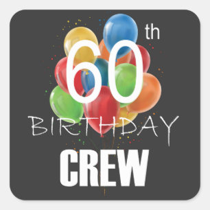 Sticker Carré 60e Anniversaire Équipage 60 Groupe d'équipage