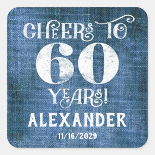 Sticker Carré 60e anniversaire Merci de lin bleu chevaliers
