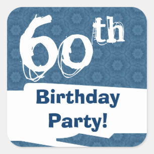 Sticker Carré 60e anniversaire Motif bleu minuit et marine