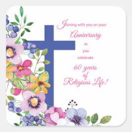 Sticker Carré 60e Anniversaire, Nun, Religious Life Cross