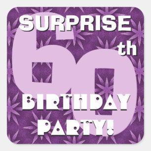 Sticker Carré 60e SURPRISE Anniversaire Violet Fireworks V03