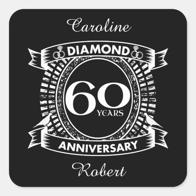 Sticker Carré 60ème jour de l'anniversary (Devant)