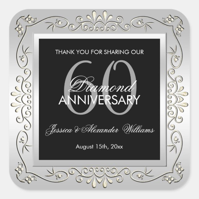 Sticker Carré 60th Wedding Anniversary (Devant)