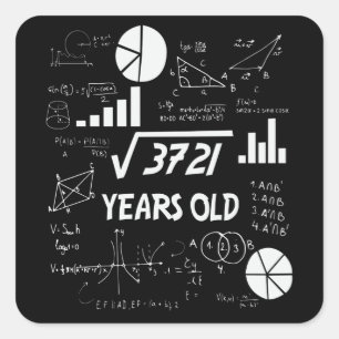 Sticker Carré 61 Ans Enseignant en mathématiques Anniversaires 6
