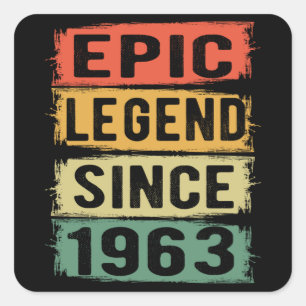 Sticker Carré 62 ans Anniversaire 1963 Epic Legend 62e Anniversa