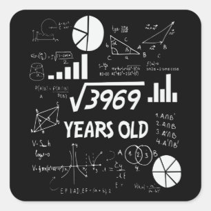 Sticker Carré 63 ans Enseignant des mathématiques Anniversaires