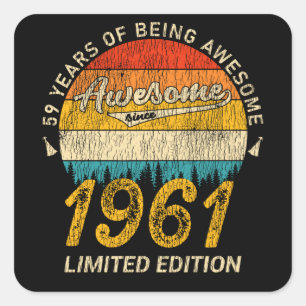 Sticker Carré 64 Ans 1961 Retro Awesome 64e anniversaire Cadeau