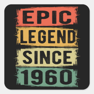 Sticker Carré 65 ans Anniversaire 1960 Légende épique 65e annive