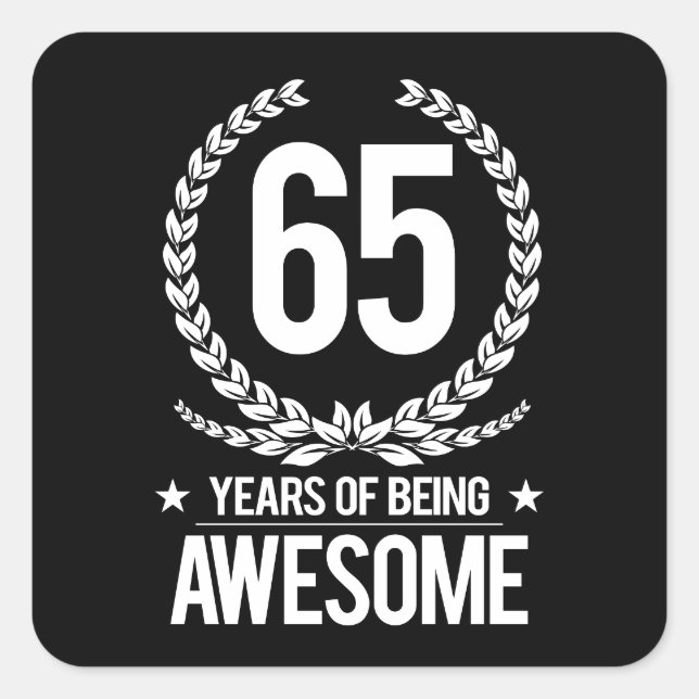 Sticker Carré 65e anniversaire (65 ans d'être génial) (Devant)