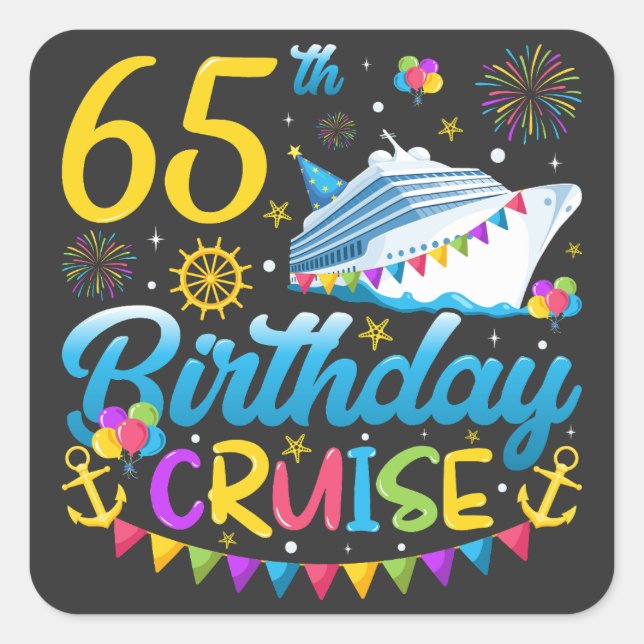 Sticker Carré 65e anniversaire Croisière B-Day Party (Devant)